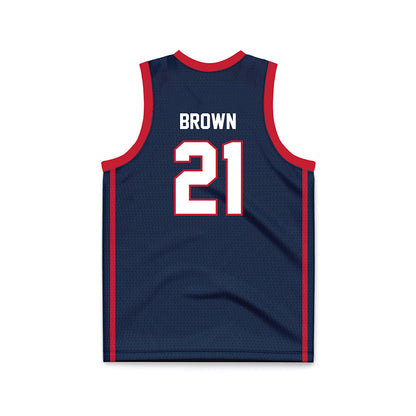 Samford - NCAA Men's Basketball : Corey Brown - Navy Basketball Jersey-1