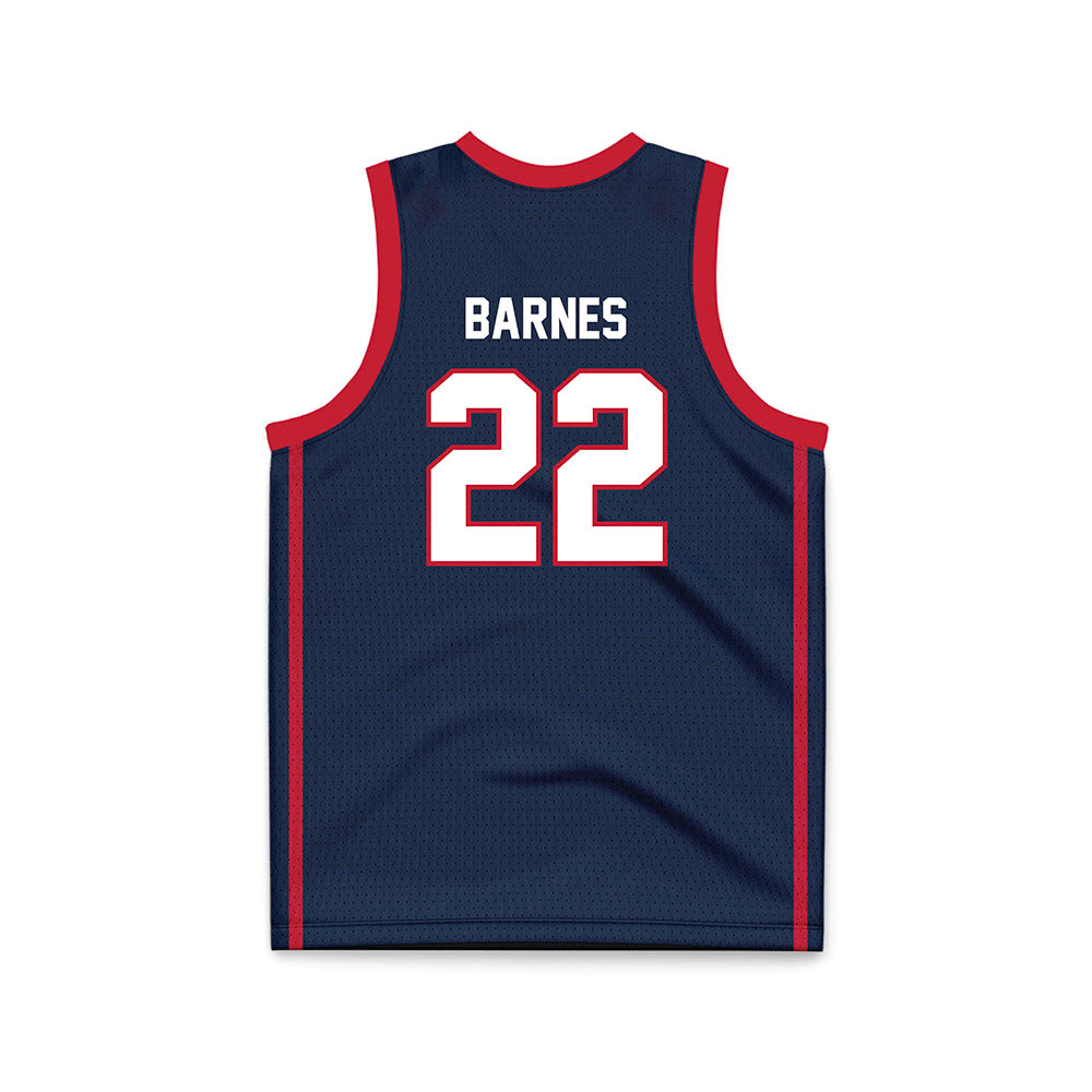 Samford - NCAA Women's Basketball : Natalie Barnes - Navy Basketball Jersey-1