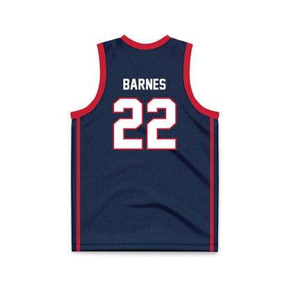 Samford - NCAA Women's Basketball : Natalie Barnes - Navy Basketball Jersey-1