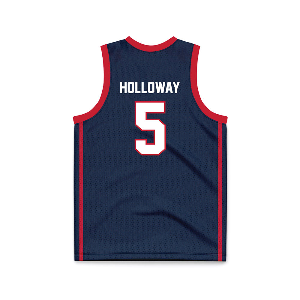 Samford - NCAA Men's Basketball : Collin Holloway - Navy Basketball Jersey-1