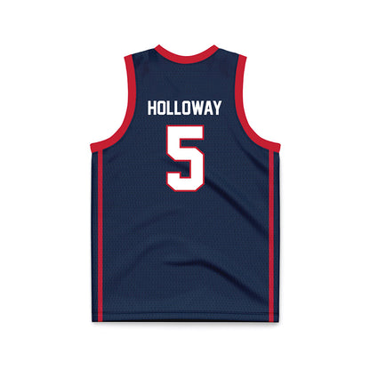 Samford - NCAA Men's Basketball : Collin Holloway - Navy Basketball Jersey-1