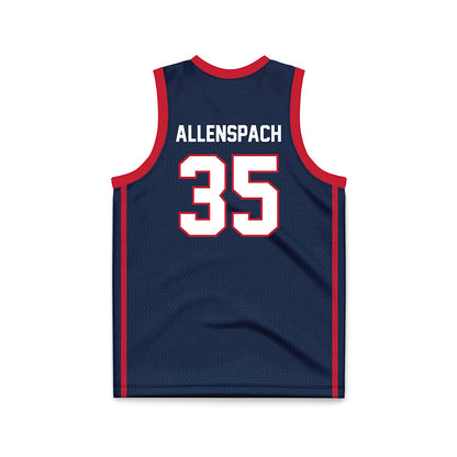Samford - NCAA Men's Basketball : Riley Allenspach - Navy Basketball Jersey-1
