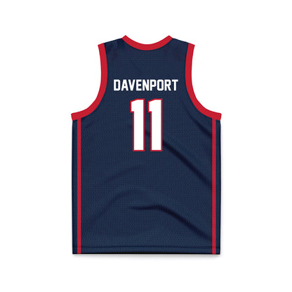 Samford - NCAA Men's Basketball : Cooper Davenport - Navy Basketball Jersey-1