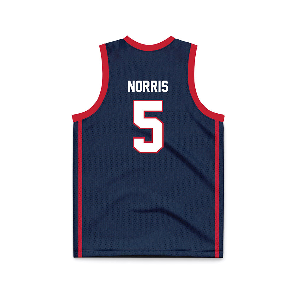 Samford - NCAA Men's Basketball : Cade Norris - Navy Basketball Jersey-1