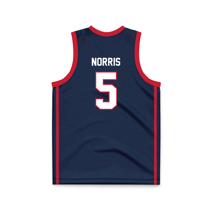 Samford - NCAA Men's Basketball : Cade Norris - Navy Basketball Jersey-1