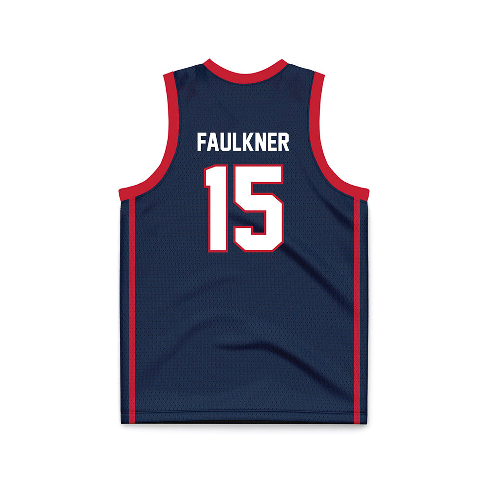 Samford - NCAA Men's Basketball : Dylan Faulkner - Navy Basketball Jersey-1