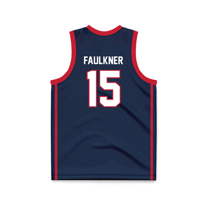 Samford - NCAA Men's Basketball : Dylan Faulkner - Navy Basketball Jersey-1