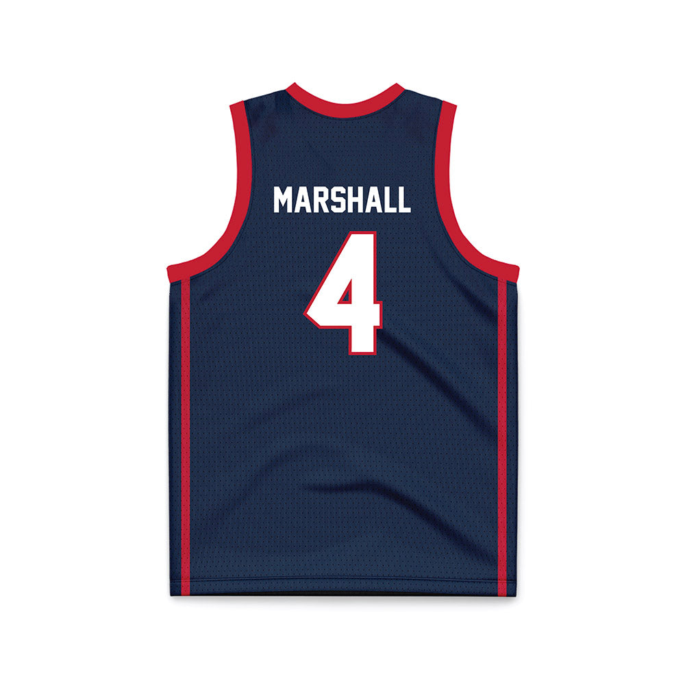 Samford - NCAA Men's Basketball : Jermaine Marshall - Navy Basketball Jersey-1
