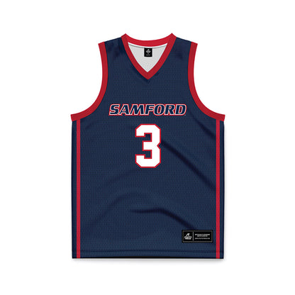 Samford - NCAA Men's Basketball : Keaton Norris - Navy Basketball Jersey-0