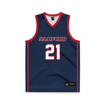 Samford - NCAA Men's Basketball : Corey Brown - Navy Basketball Jersey-0