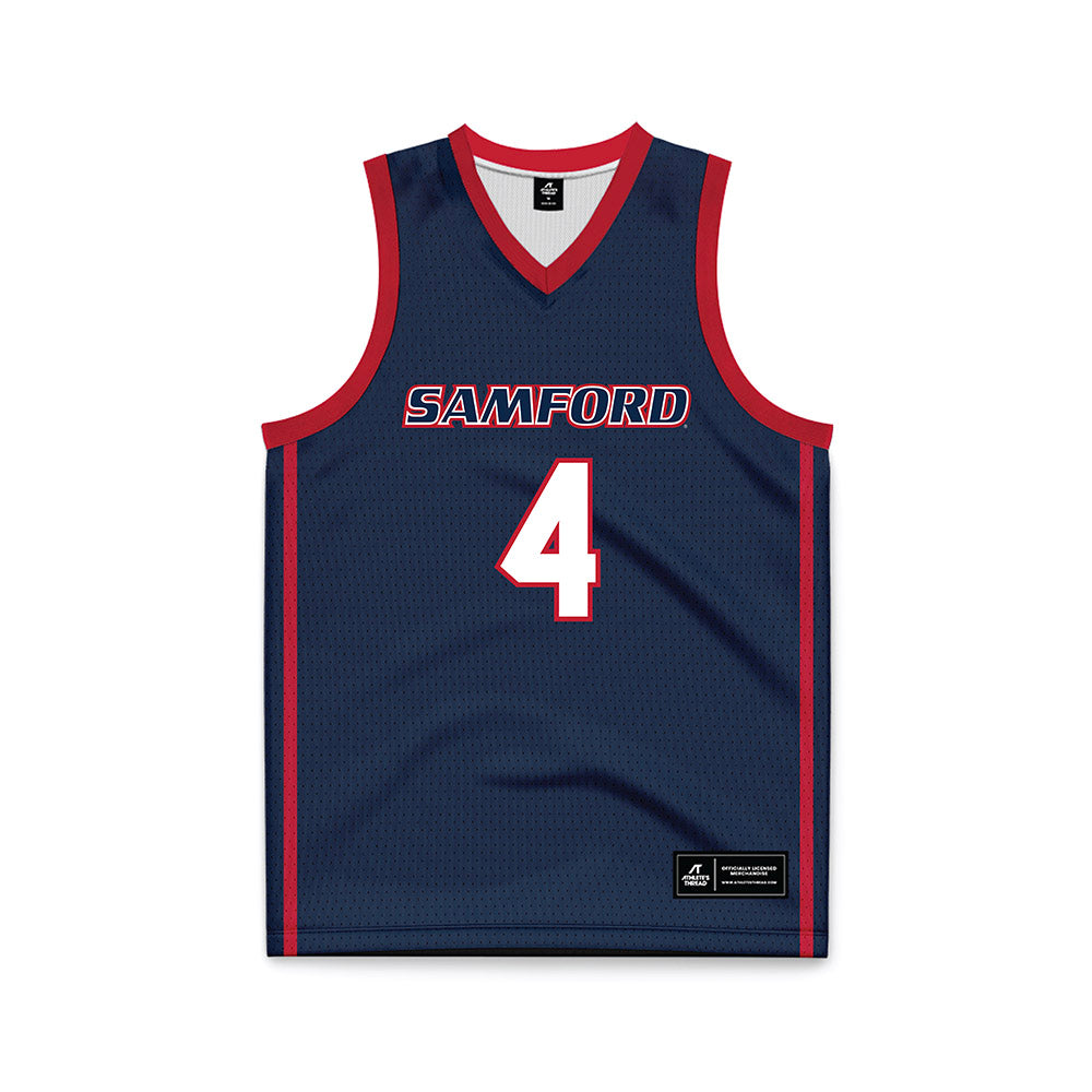 Samford - NCAA Men's Basketball : Jermaine Marshall - Navy Basketball Jersey-0