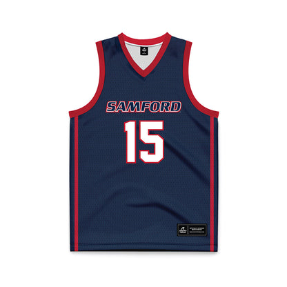 Samford - NCAA Men's Basketball : Dylan Faulkner - Navy Basketball Jersey-0