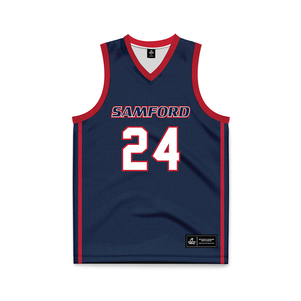 Samford - NCAA Men's Basketball : Brody Boyer - Navy Basketball Jersey-0