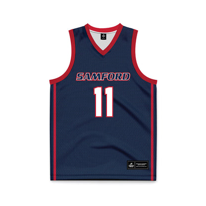 Samford - NCAA Men's Basketball : Cooper Davenport - Navy Basketball Jersey-0