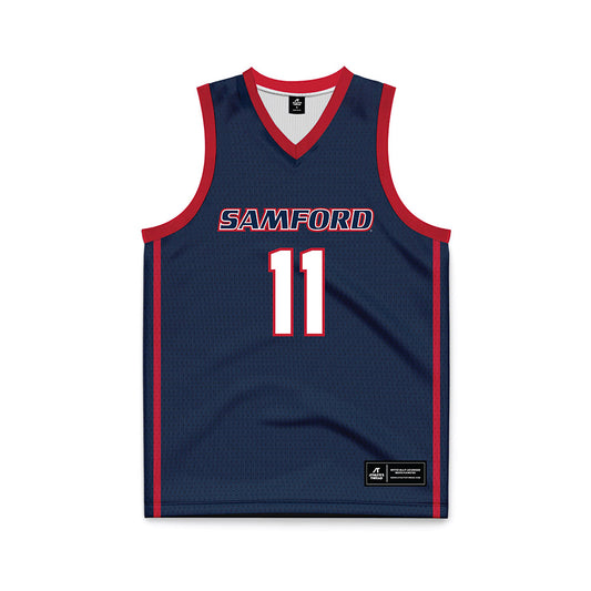 Samford - NCAA Men's Basketball : Cooper Davenport - Navy Basketball Jersey-0