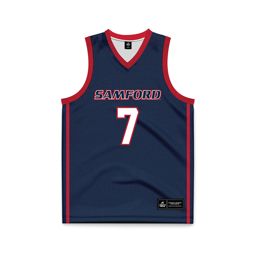Samford - NCAA Men's Basketball : JD Gossett - Navy Basketball Jersey-0