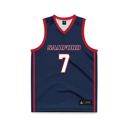 Samford - NCAA Men's Basketball : JD Gossett - Navy Basketball Jersey-0
