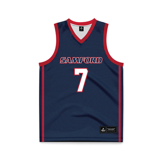 Samford - NCAA Men's Basketball : JD Gossett - Navy Basketball Jersey-0