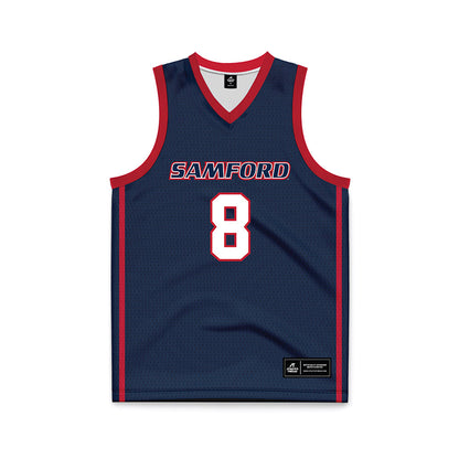Samford - NCAA Men's Basketball : Zion Wilburn - Navy Basketball Jersey-0