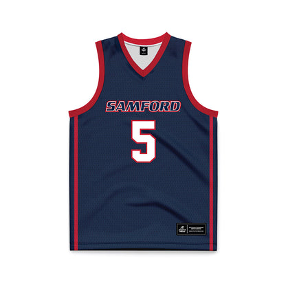 Samford - NCAA Men's Basketball : Collin Holloway - Navy Basketball Jersey-0