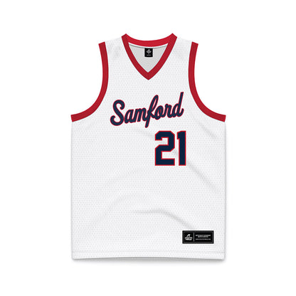Samford - NCAA Men's Basketball : Corey Brown - White Basketball Jersey-0