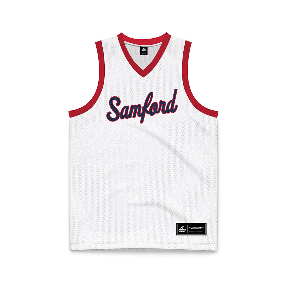 Samford - NCAA Men's Basketball : - White Basketball Jersey-0