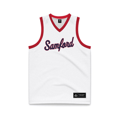Samford - NCAA Men's Basketball : - White Basketball Jersey-0