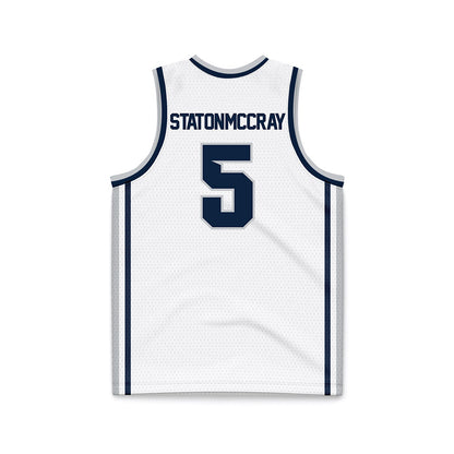 Samford - NCAA Men's Basketball : AJ Staton-McCray - White Basketball Jersey-1