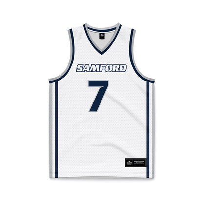 Samford - NCAA Men's Basketball : JD Gossett - White Basketball Jersey-0