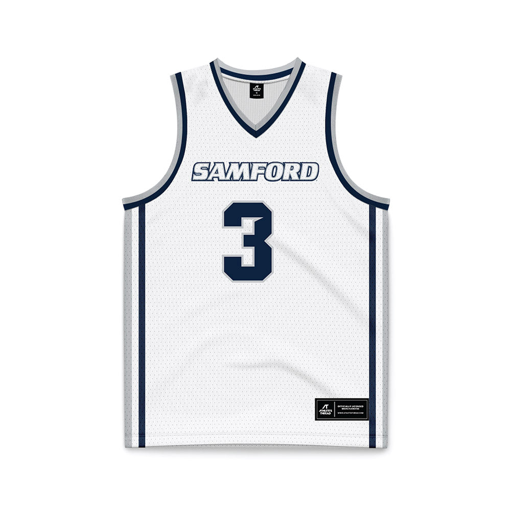Samford - NCAA Men's Basketball : Keaton Norris - White Basketball Jersey-0