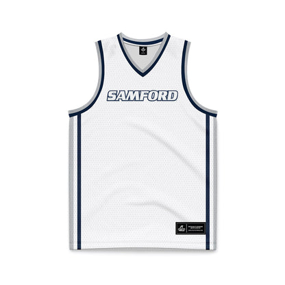 Samford - NCAA Men's Basketball : - White Basketball Jersey-0