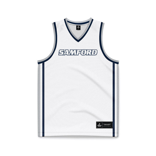 Samford - NCAA Men's Basketball : - White Basketball Jersey-0