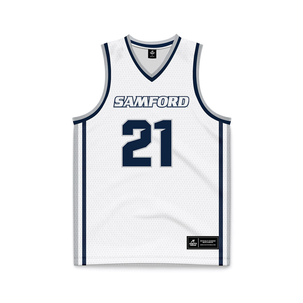 Samford - NCAA Men's Basketball : Corey Brown - White Basketball Jersey-0