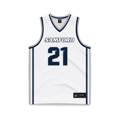 Samford - NCAA Men's Basketball : Corey Brown - White Basketball Jersey-0