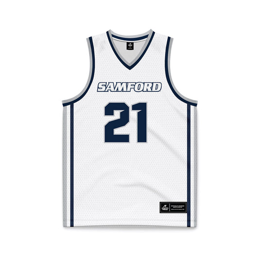Samford - NCAA Men's Basketball : Corey Brown - White Basketball Jersey-0