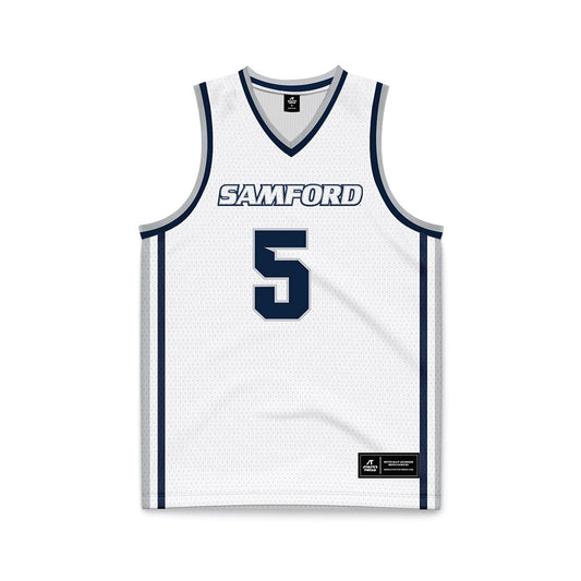 Samford - NCAA Men's Basketball : AJ Staton-McCray - White Basketball Jersey-0