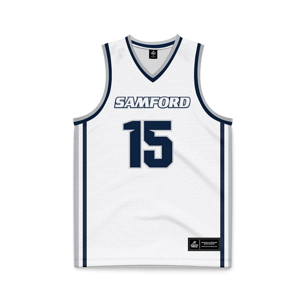 Samford - NCAA Men's Basketball : Dylan Faulkner - White Basketball Jersey-0