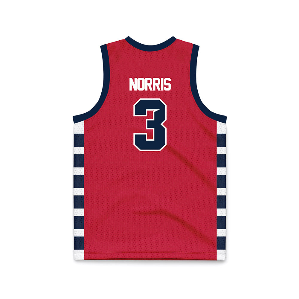 Samford - NCAA Men's Basketball : Keaton Norris - Red Basketball Jersey-1