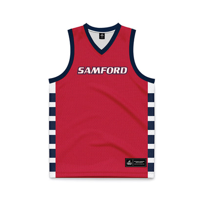 Samford - NCAA Men's Basketball : - Red Basketball Jersey-0