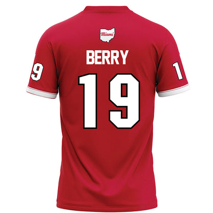 Miami of Ohio - NCAA Football : Luke Berry - Red Football Jersey-1