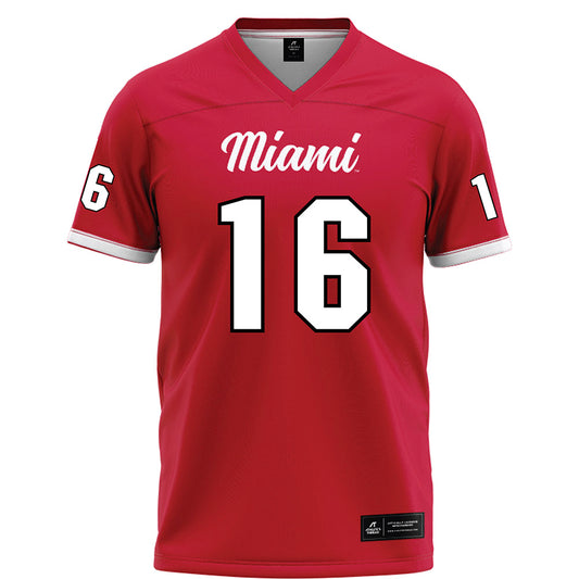 Miami of Ohio - NCAA Football : David McComb - Red Football Jersey-0