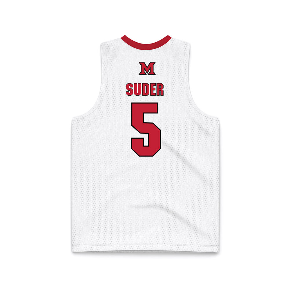 Miami of Ohio - NCAA Men's Basketball : Peter Suder - White Basketball Jersey-1