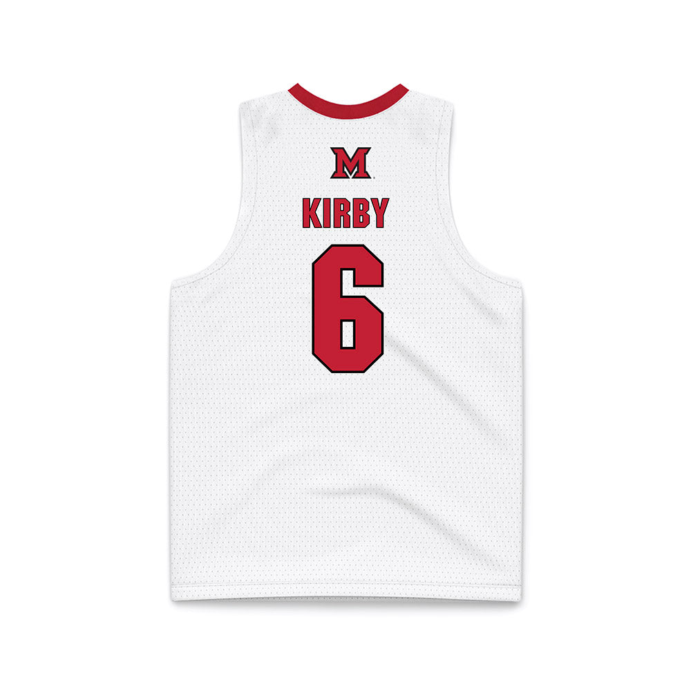 Miami of Ohio - NCAA Men's Basketball : Justin Kirby - White Basketball Jersey-1