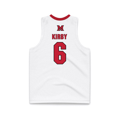Miami of Ohio - NCAA Men's Basketball : Justin Kirby - White Basketball Jersey-1