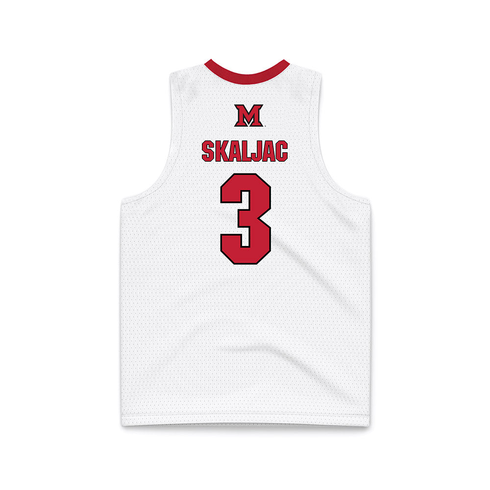 Miami of Ohio - NCAA Men's Basketball : Luke Skaljac - White Basketball Jersey-1