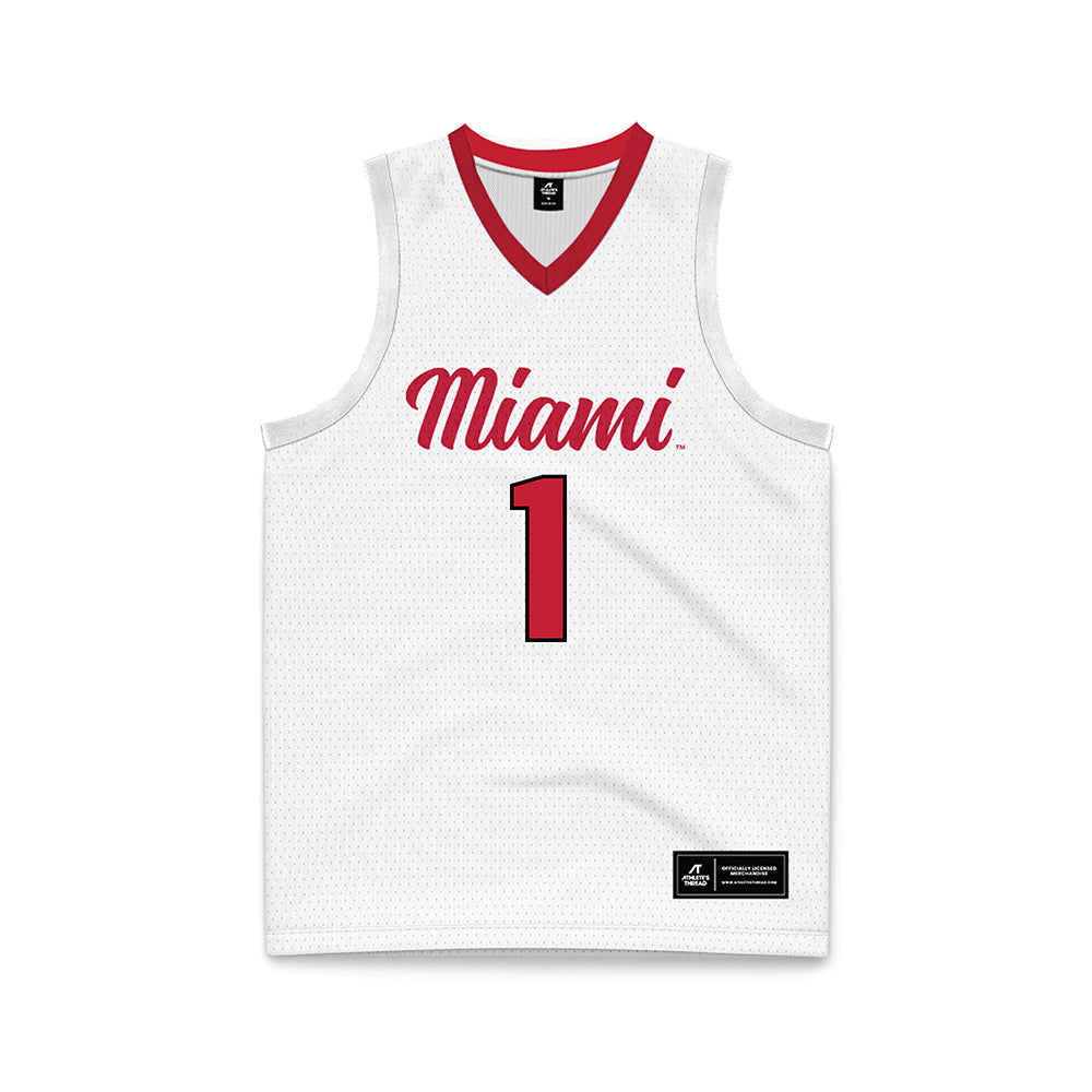 Miami of Ohio - NCAA Men's Basketball : Trey Perry - White Basketball Jersey-0