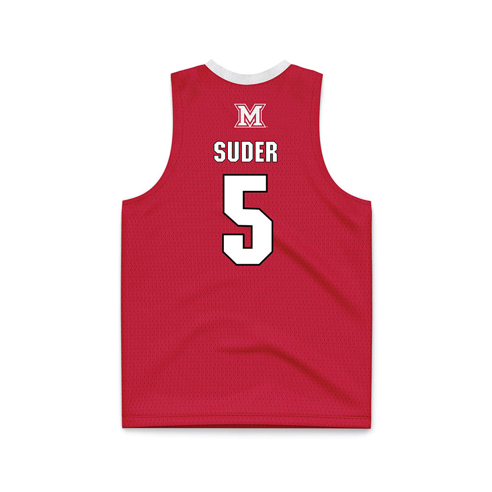 Miami of Ohio - NCAA Men's Basketball : Peter Suder - Red Basketball Jersey-1