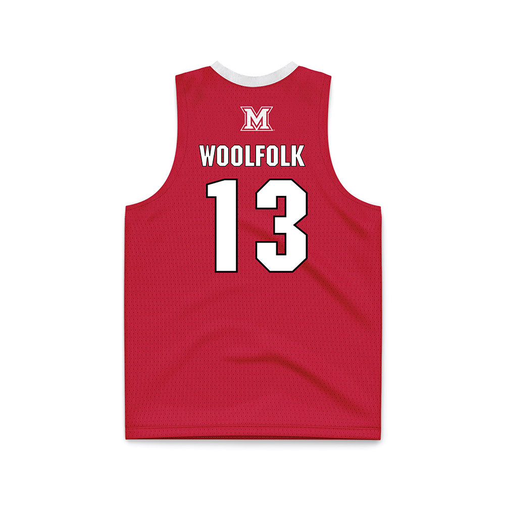 Miami of Ohio - NCAA Men's Basketball : Antwone Woolfolk - Red Basketball Jersey-1