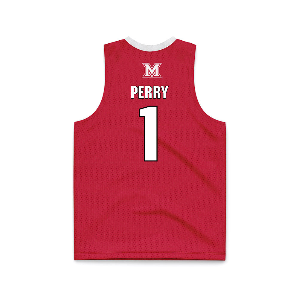 Miami of Ohio - NCAA Men's Basketball : Trey Perry - Red Basketball Jersey-1