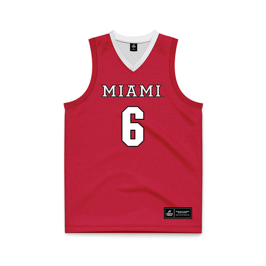 Miami of Ohio - NCAA Men's Basketball : Justin Kirby - Red Basketball Jersey-0